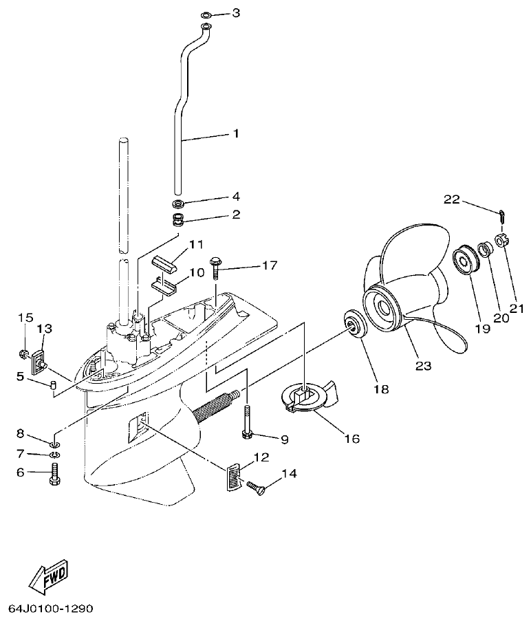 Yamaha F50A, FT50B LOWER CASING. DRIVE 4 parts diagram